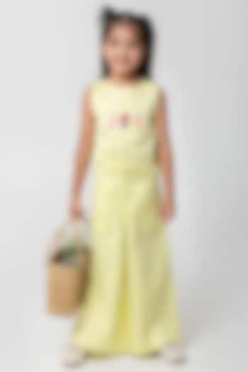 Pastel Neon Cotton Satin Embroidered Co-Ord Set For Girls by Partykles at Pernia's Pop Up Shop