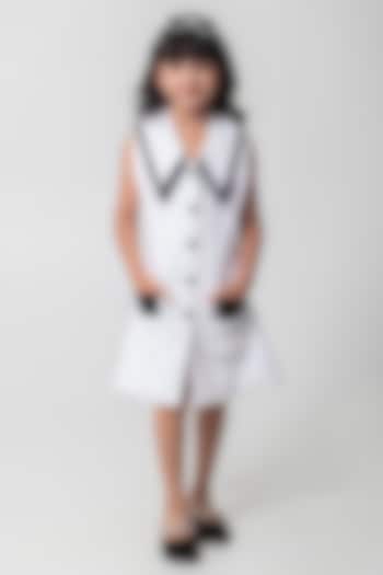 White & Black Polyester Embellished Blazer Dress For Girls by Partykles at Pernia's Pop Up Shop