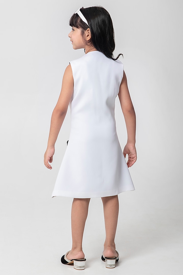 White & Black Polyester Embellished Blazer Dress For Girls by Partykles at Pernia's Pop Up Shop