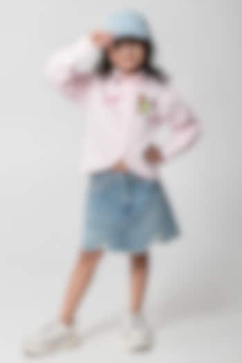 Pink Cotton Satin Shirt For Girls by Partykles at Pernia's Pop Up Shop