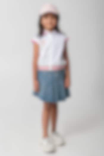 White Cotton Satin Shirt For Girls by Partykles at Pernia's Pop Up Shop