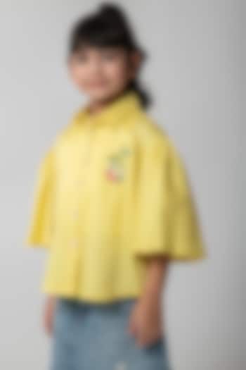 Yellow Cotton Embroidered Shirt For Girls by Partykles at Pernia's Pop Up Shop