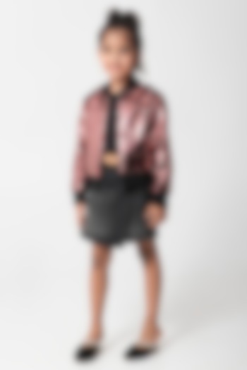 Copper Sequins Bomber Jacket For Girls by Partykles at Pernia's Pop Up Shop