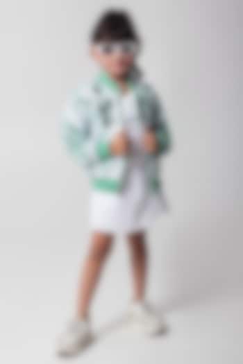 Sea Green Sequins Bomber Jacket For Girls by Partykles at Pernia's Pop Up Shop