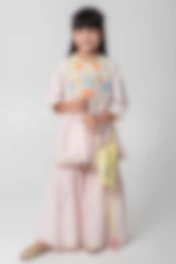 Pink Cotton Silk Sharara Set For Girls by Partykles at Pernia's Pop Up Shop