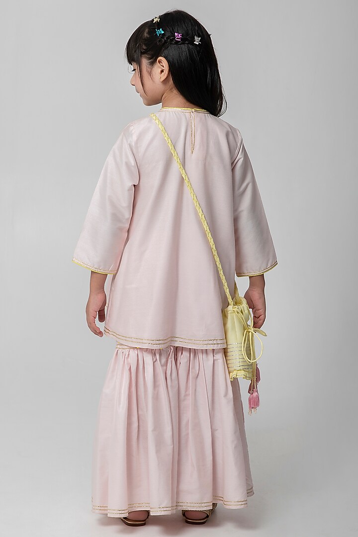 Pink Cotton Silk Sharara Set For Girls by Partykles at Pernia's Pop Up Shop