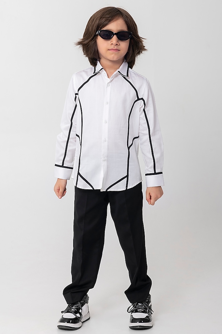 Black & White Cotton Shirt For Boys by Partykles at Pernia's Pop Up Shop