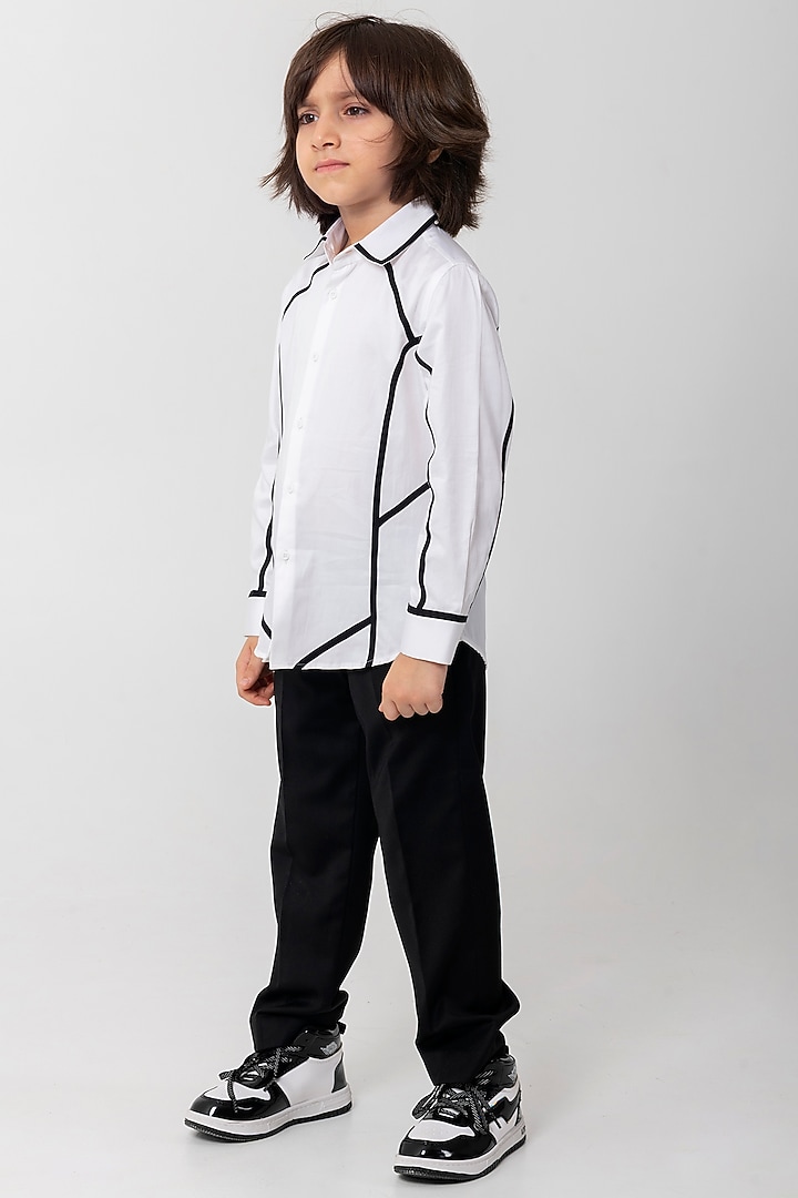 Black & White Cotton Shirt For Boys by Partykles at Pernia's Pop Up Shop