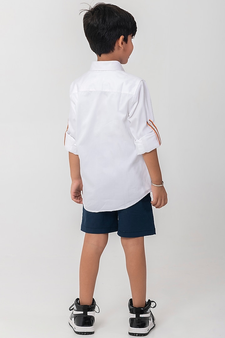 White Cotton Resham Handwork Shirt For Boys by Partykles at Pernia's Pop Up Shop