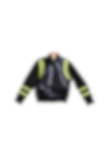 Black Lycra Bomber Jacket For Boys by Partykles at Pernia's Pop Up Shop