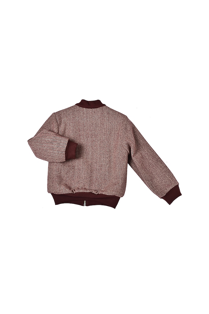 Rust Tweed Bomber Jacket For Boys by Partykles at Pernia's Pop Up Shop