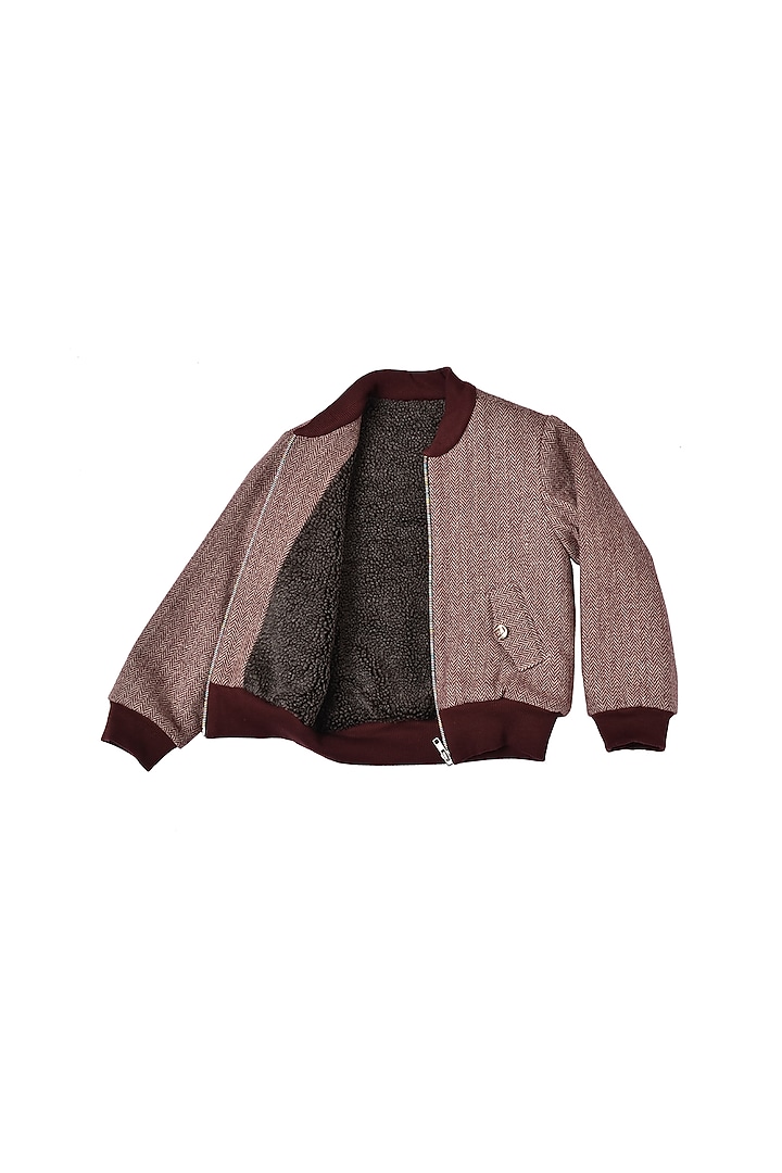 Rust Tweed Bomber Jacket For Boys by Partykles at Pernia's Pop Up Shop