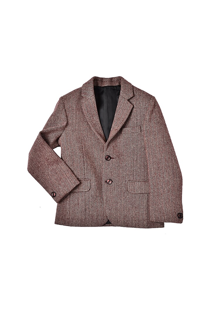 Rust Tweed Blazer For Boys by Partykles
