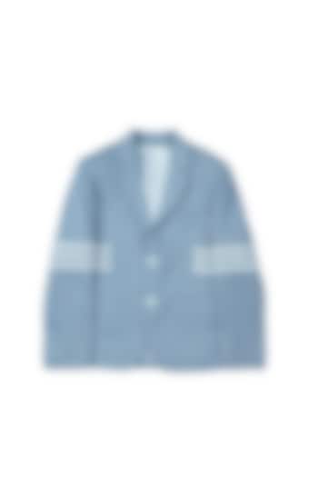 Light Blue Knit Blazer For Boys by Partykles at Pernia's Pop Up Shop