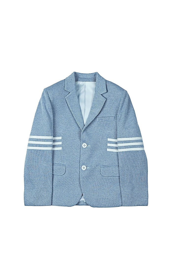 Light Blue Knit Blazer For Boys by Partykles at Pernia's Pop Up Shop