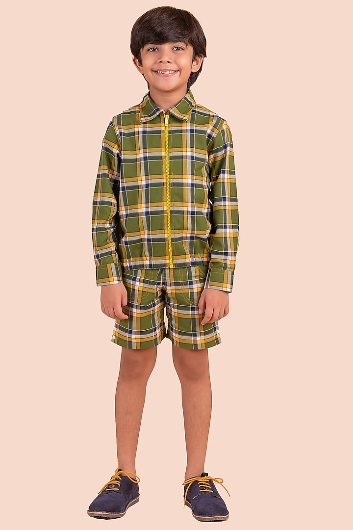 Multi-Colored Cotton Checks Printed Co-Ord Set For Boys by Partykles at Pernia's Pop Up Shop