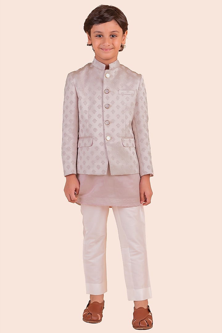 Onion Pink Terry Rayon Printed Jodhpuri Set For Boys by Partykles at Pernia's Pop Up Shop