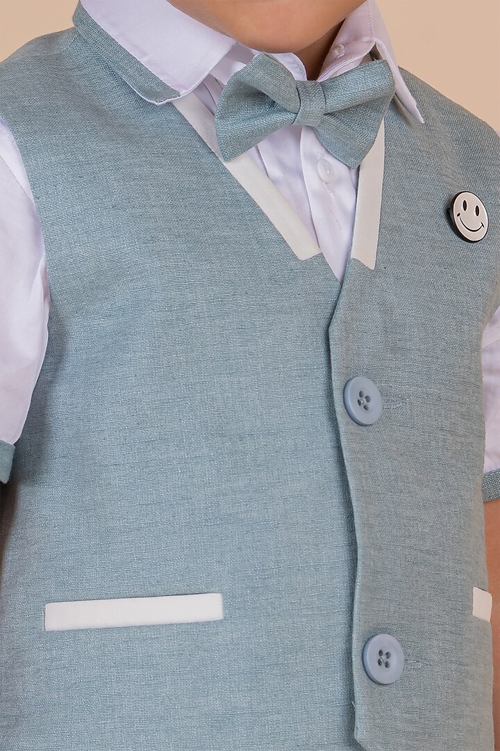 Blue Linen Co-Ord Set For Boys by Partykles at Pernia's Pop Up Shop