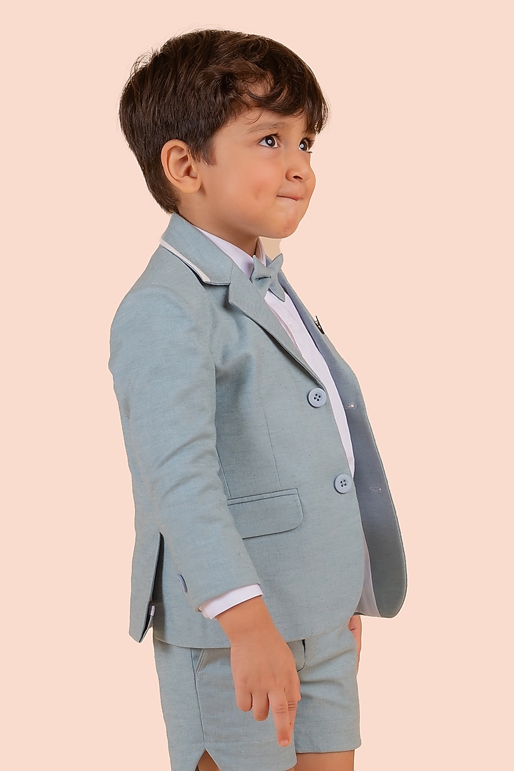 Blue Linen Co-Ord Set For Boys by Partykles at Pernia's Pop Up Shop
