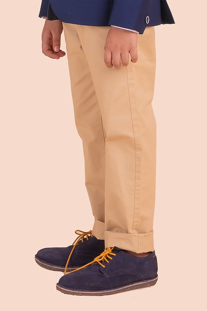 Navy Blue Gabardine Embroidered Blazer For Boys by Partykles at Pernia's Pop Up Shop