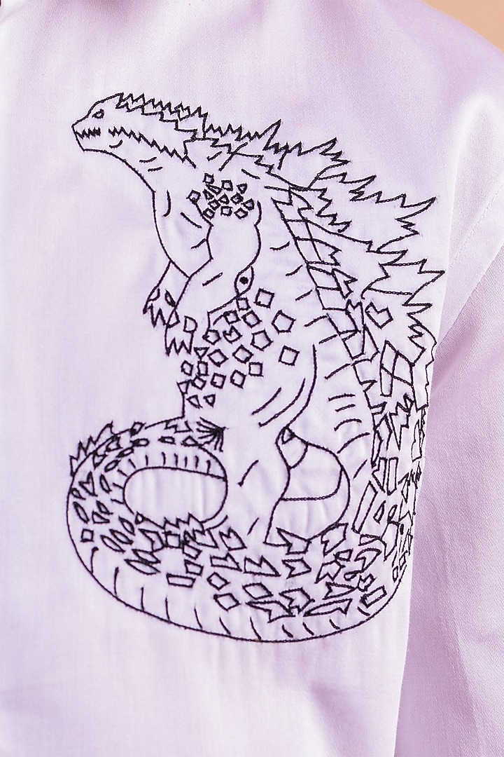 White Cotton Thread Work Embroidered Shirt by Partykles at Pernia's Pop Up Shop
