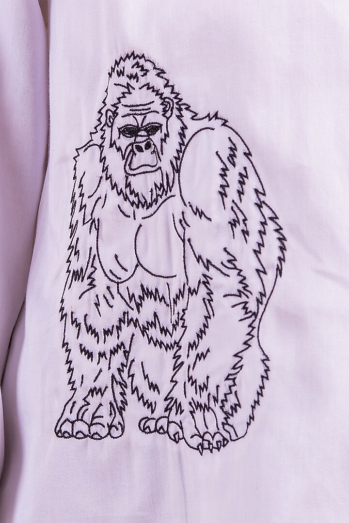 White Cotton Thread Work Embroidered Shirt by Partykles at Pernia's Pop Up Shop