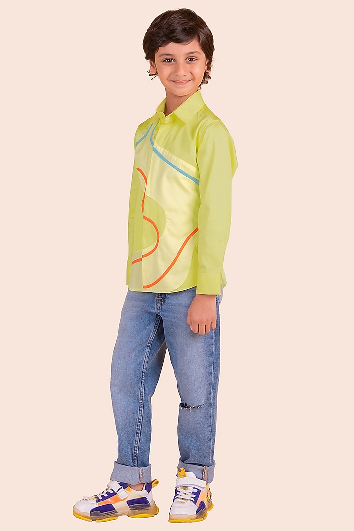 Multi-Colored Cotton Color-Blocked Threadwork Shirt by Partykles at Pernia's Pop Up Shop