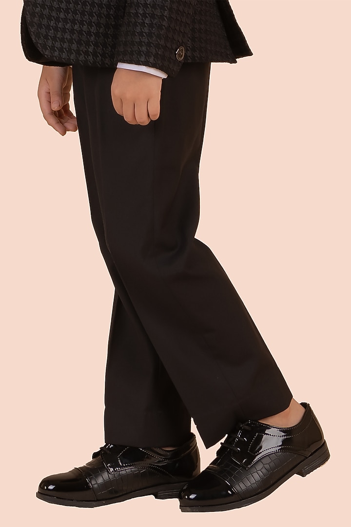 Black Jacquard Tuxedo Set For Boys by Partykles at Pernia's Pop Up Shop