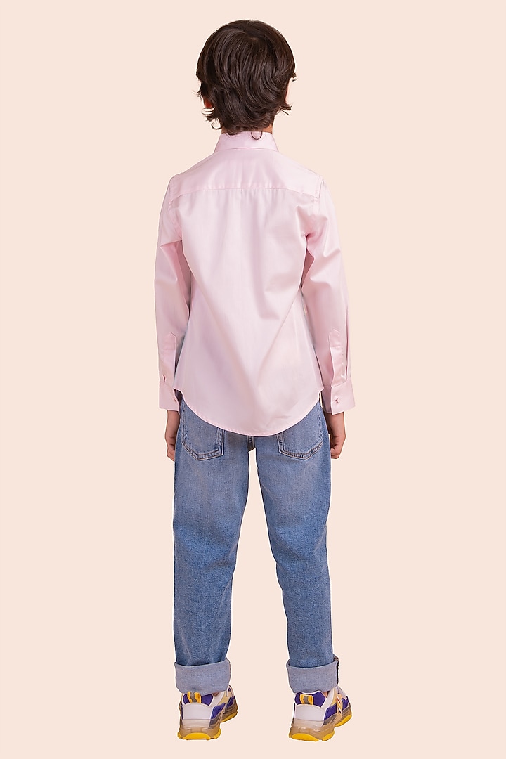 Multi-Colored Cotton Thread Embroidered Paneled Shirt For Boys by Partykles at Pernia's Pop Up Shop