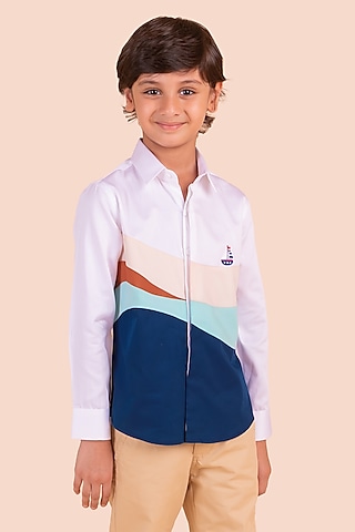 Multi-Colored Cotton Thread Embroidered Shirt For Boys by Partykles