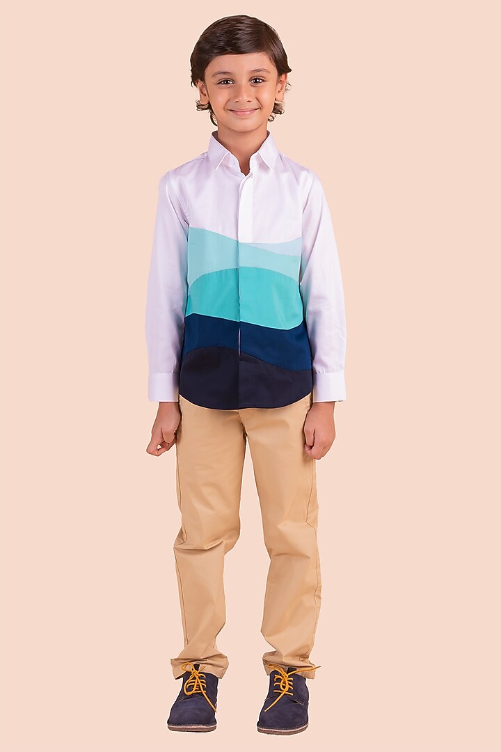 Multi-Colored Cotton Patch Work Shirt For Boys by Partykles at Pernia's Pop Up Shop