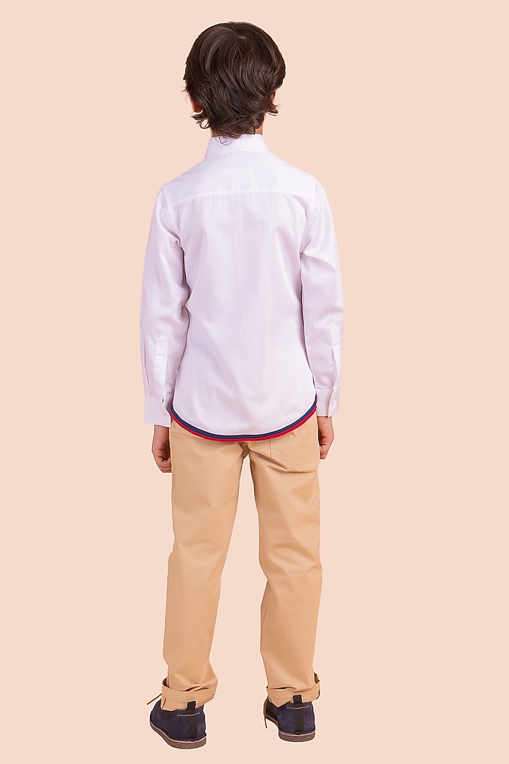 Multi-Colored Cotton Embroidered Paneled Shirt For Boys by Partykles at Pernia's Pop Up Shop