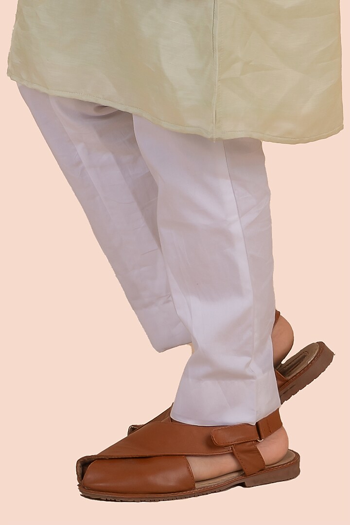 Green Banarasi Silk Cutdana Embroidered Kurta Set For Boys by Partykles at Pernia's Pop Up Shop