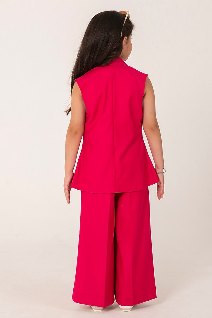 Fuchsia Pink Terry Rayon Embroidered Blazer Set by Partykles at Pernia's Pop Up Shop