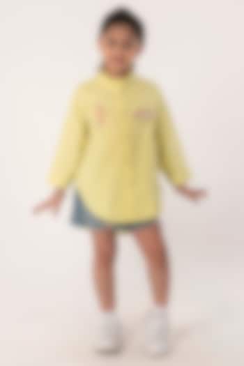Pastel Neon Cotton Embroidered Shirt For Girls by Partykles at Pernia's Pop Up Shop