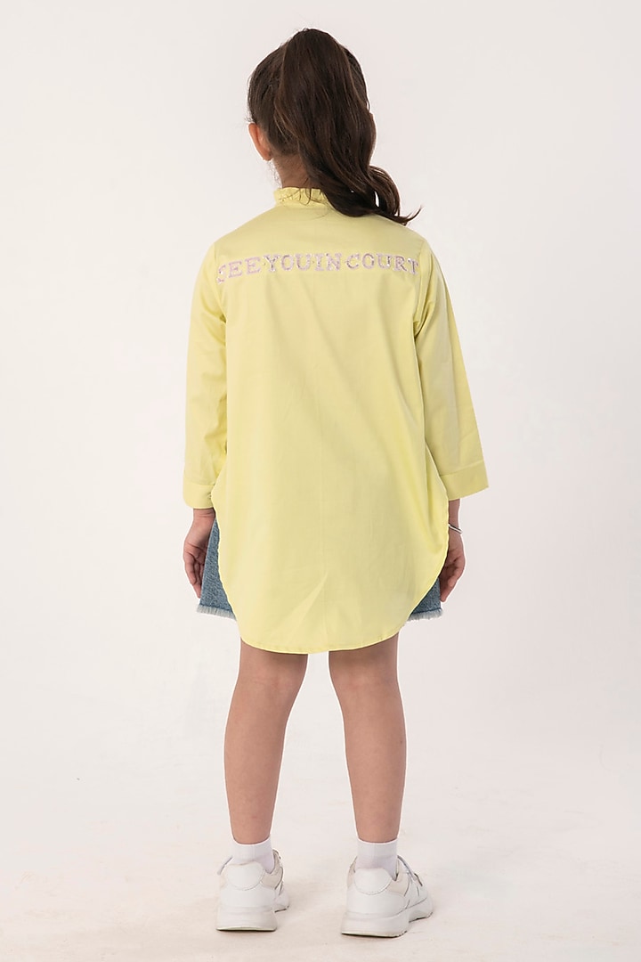 Pastel Neon Cotton Embroidered Shirt For Girls by Partykles at Pernia's Pop Up Shop