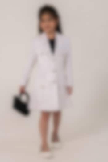 White Polyester Embroidered Dress For Girls by Partykles at Pernia's Pop Up Shop