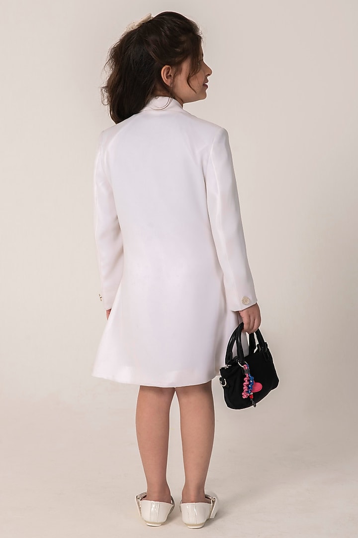 White Polyester Embroidered Dress For Girls by Partykles at Pernia's Pop Up Shop