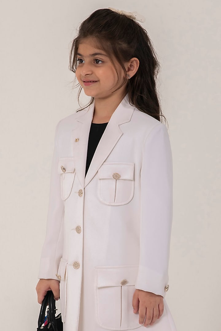 White Polyester Embroidered Dress For Girls by Partykles at Pernia's Pop Up Shop