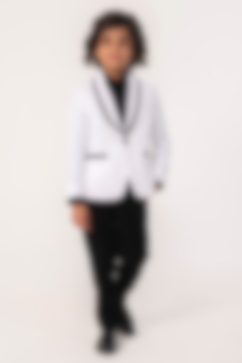 White Terry Rayon Tuxedo Set For Boys by Partykles at Pernia's Pop Up Shop