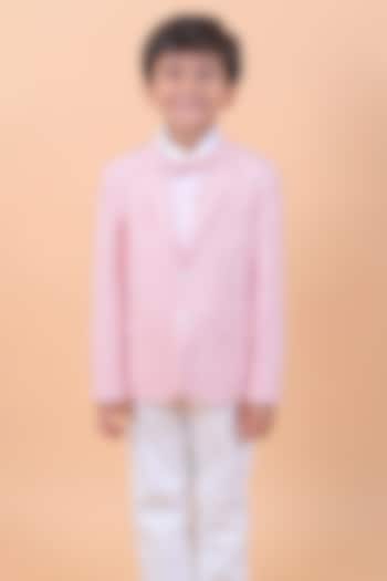 Baby Pink Terry Cotton Blazer Jacket For Boys by Partykles