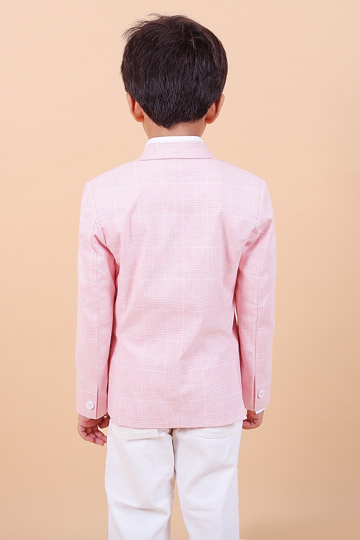 Baby Pink Terry Cotton Blazer Jacket For Boys by Partykles at Pernia's Pop Up Shop