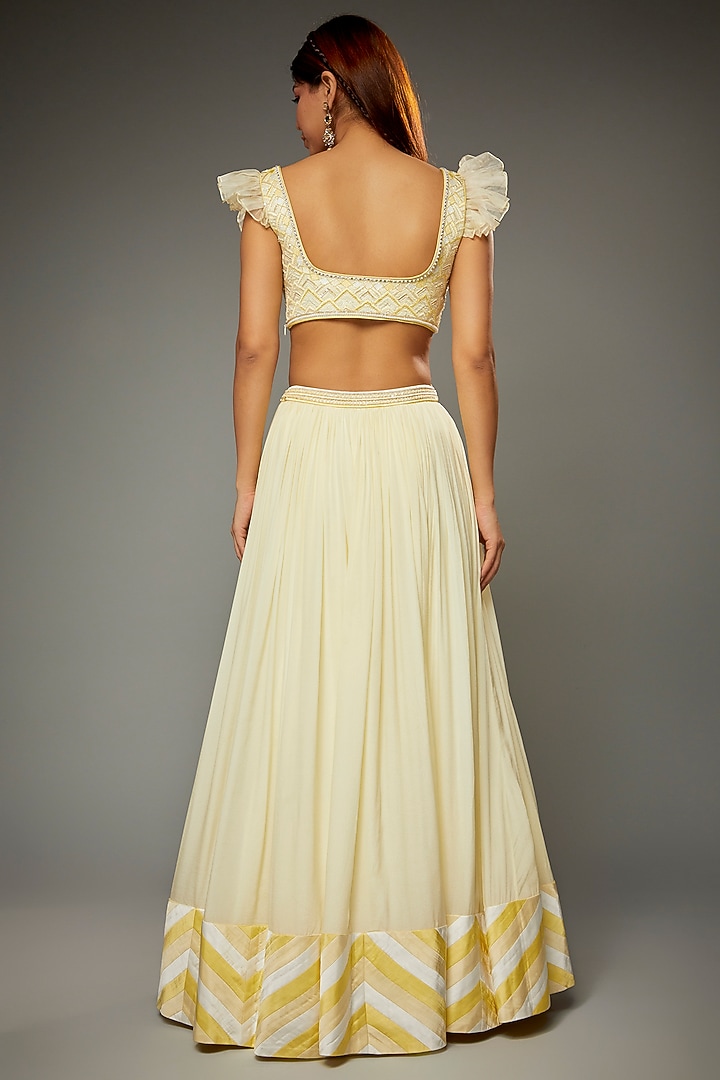 Lemon Georgette Wedding Lehenga Set by Parul | Vivek at Pernia's Pop Up Shop