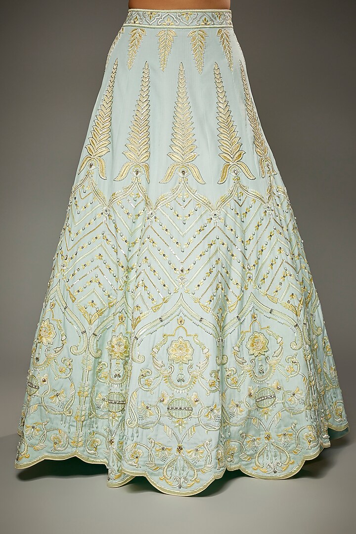 Powder Blue Silk Embroidered Bridal Lehenga Set by Parul | Vivek at Pernia's Pop Up Shop