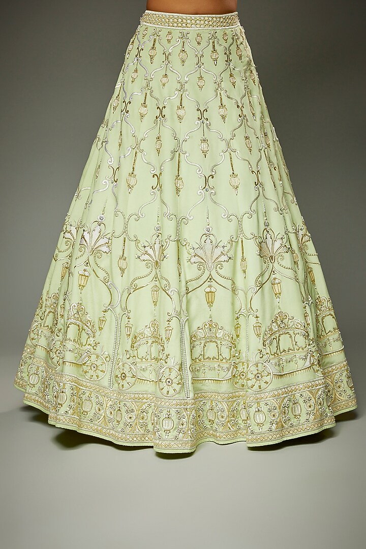 Pistachio Silk Embroidered Bridal Lehenga Set by Parul | Vivek at Pernia's Pop Up Shop