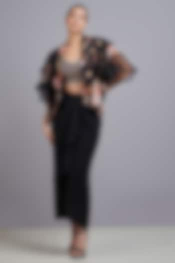 Black Printed Jacket Set by Parul i Vivek at Pernia's Pop Up Shop