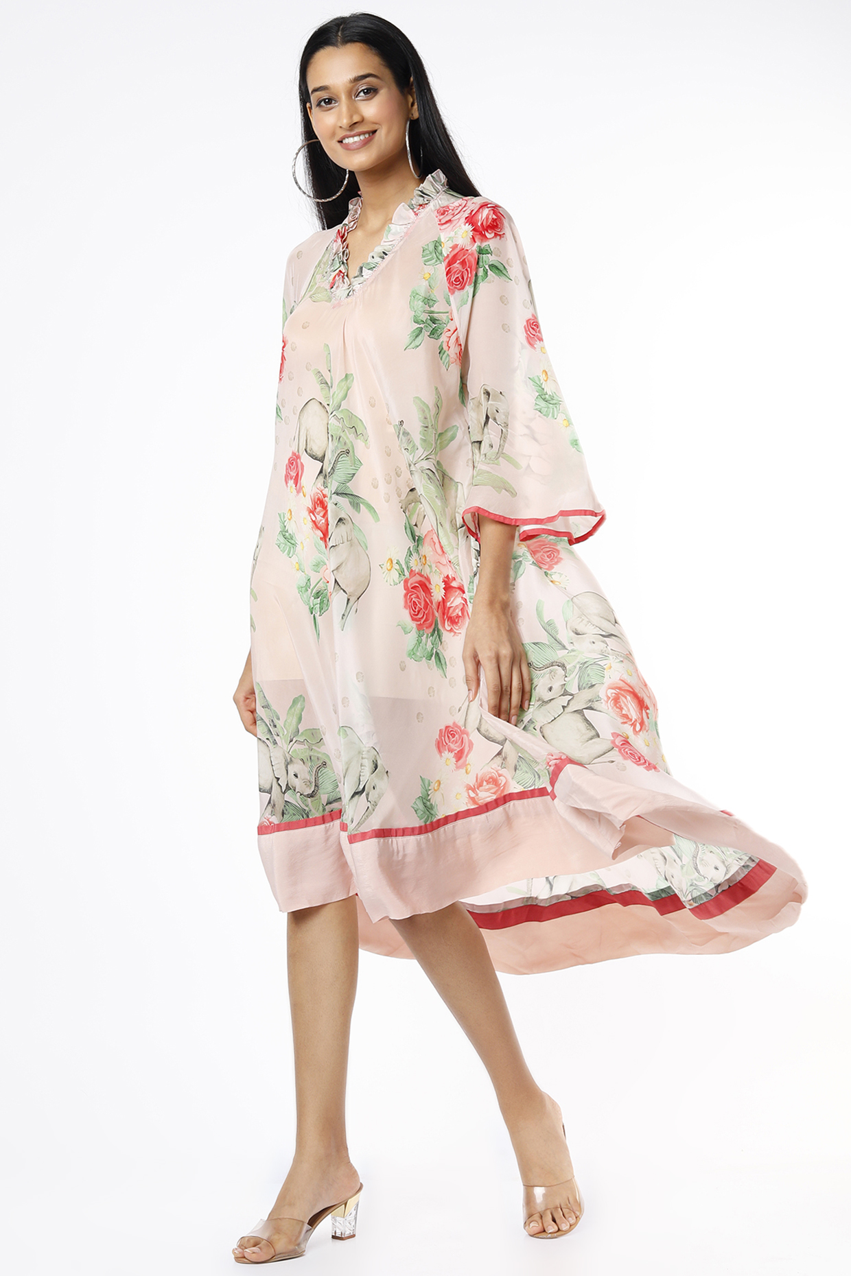 Pink Crepe Printed Tunic by Parul i Vivek at Pernia's Pop Up Shop