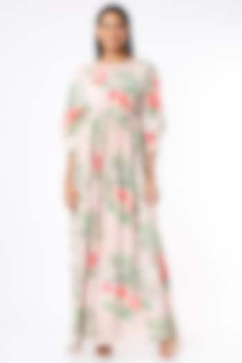Pink Crepe Embroidered Kaftan by Parul i Vivek at Pernia's Pop Up Shop