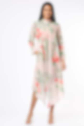 Pink Floral Printed Tunic by Parul i Vivek