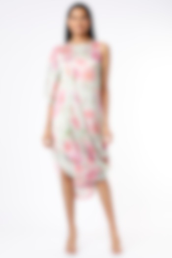 Aqua Blue Embroidered Cowl Tunic by Parul i Vivek at Pernia's Pop Up Shop